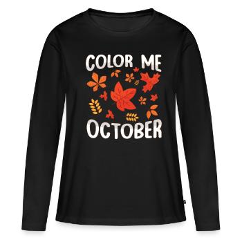 Color Me Oktober Blatt Peeper Leaf Peeping - Frauen Premium Bio Langarmshirt - Schwarz - Vorne - Julia (174cm)