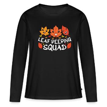 Blattspanntrupp Laub Blattspanner - Frauen Premium Bio Langarmshirt - Schwarz - Vorne - Julia (174cm)