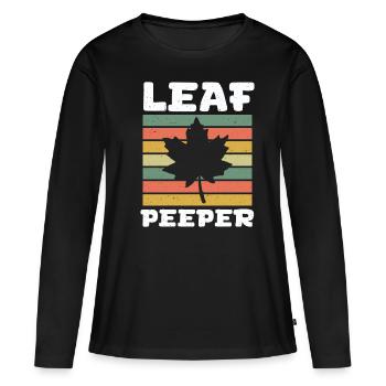 Blatt Peeper Retro Vintage Laub Blatt Peeping - Frauen Premium Bio Langarmshirt - Schwarz - Vorne - Julia (174cm)