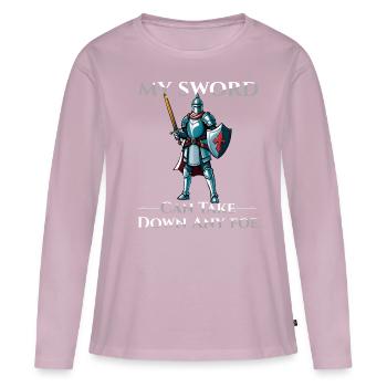 Mon épée peut abattre n’importe quel ennemi Ren Faire Jousting - T-shirt manches longues Premium bio Femme - rose poudré - Devant - Julia (174cm)