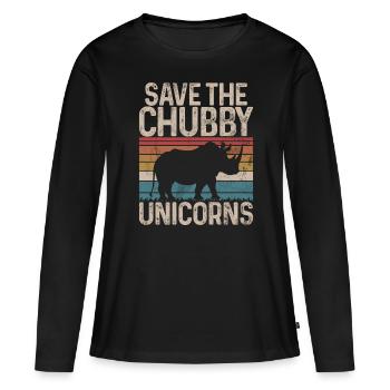 Speichern Sie Die Molligen Einhörner Fat Rino - Frauen Premium Bio Langarmshirt - Schwarz - Vorne - Julia (174cm)