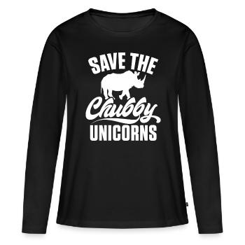 Speichern Sie Die Molligen Einhörner Fat Rino - Frauen Premium Bio Langarmshirt - Schwarz - Vorne - Julia (174cm)