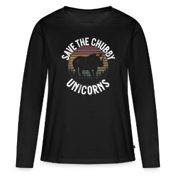 Speichern Sie Die Molligen Einhörner Fat Rino - Frauen Premium Bio Langarmshirt - Schwarz - Vorne - Julia (174cm)