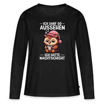 J’ai le droit d’avoir l’air d’avoir un hibou de nuit - T-shirt manches longues Premium bio Femme - noir - Devant - Julia (174cm)