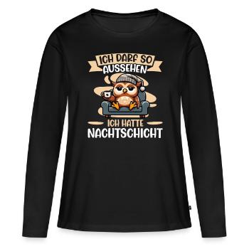 J’ai le droit d’avoir l’air d’avoir un hibou de nuit - T-shirt manches longues Premium bio Femme - noir - Devant - Julia (174cm)