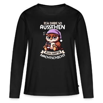J’ai le droit d’avoir l’air d’avoir un hibou de nuit - T-shirt manches longues Premium bio Femme - noir - Devant - Julia (174cm)