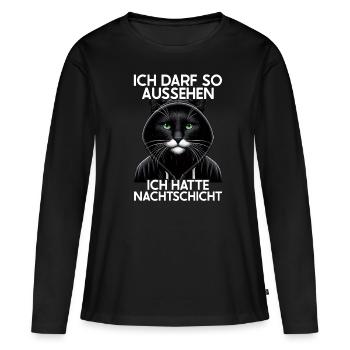 J’ai le droit d’avoir l’air d’avoir un chat de nuit - T-shirt manches longues Premium bio Femme - noir - Devant - Julia (174cm)