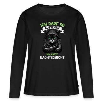 J’ai le droit d’avoir l’air d’avoir un chat de nuit - T-shirt manches longues Premium bio Femme - noir - Devant - Julia (174cm)