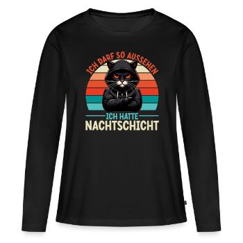 J’ai le droit d’avoir l’air d’avoir un chat de nuit - T-shirt manches longues Premium bio Femme - noir - Devant - Julia (174cm)