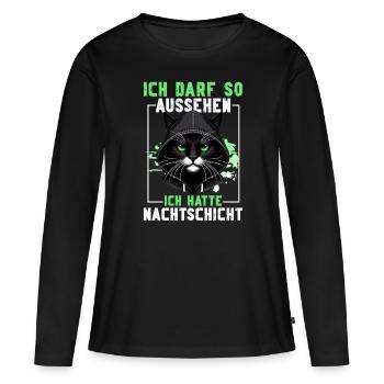 J’ai le droit d’avoir l’air d’avoir un chat de nuit - T-shirt manches longues Premium bio Femme - noir - Devant - Julia (174cm)
