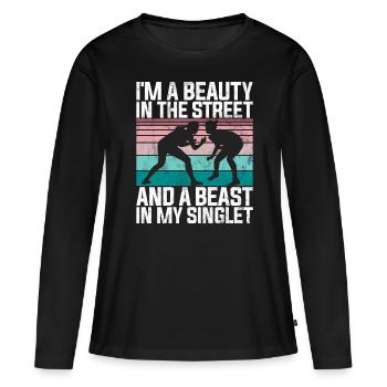Lutteuse Fille Grappling Lutteuse Femmes - T-shirt manches longues Premium bio Femme - noir - Devant - Julia (174cm)