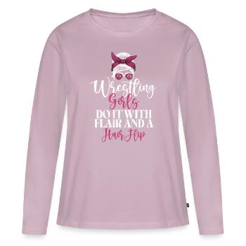 Lutteuse Fille Grappling Lutteuse Femmes - T-shirt manches longues Premium bio Femme - rose poudré - Devant - Julia (174cm)