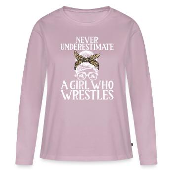 Lutteuse Fille Grappling Lutteuse Femmes - T-shirt manches longues Premium bio Femme - rose poudré - Devant - Julia (174cm)