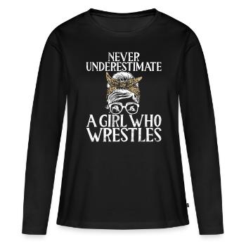 Lutteuse Fille Grappling Lutteuse Femmes - T-shirt manches longues Premium bio Femme - noir - Devant - Julia (174cm)