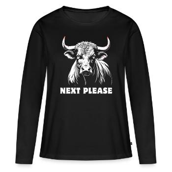 Taureau - Suivant s’il vous plaît - fier, sûr de lui - T-shirt manches longues Premium bio Femme - noir - Devant - Julia (174cm)