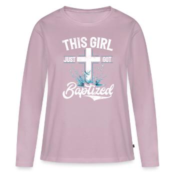 Baptism Baptized Christian Jesus God - Bible - Women's Premium Organic Long Sleeve Shirt - dusky pink - Front - Julia (174cm)