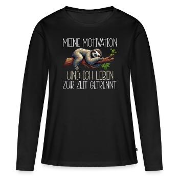 Ma motivation et moi vivons actuellement séparément - T-shirt manches longues Premium bio Femme - noir - Devant - Julia (174cm)