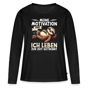 Ma motivation et moi vivons actuellement séparément - T-shirt manches longues Premium bio Femme - noir - Devant - Julia (174cm)