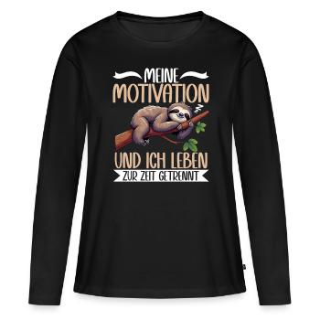 Ma motivation et moi vivons actuellement séparément - T-shirt manches longues Premium bio Femme - noir - Devant - Julia (174cm)