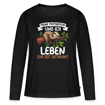 Ma motivation et moi vivons actuellement séparément - T-shirt manches longues Premium bio Femme - noir - Devant - Julia (174cm)
