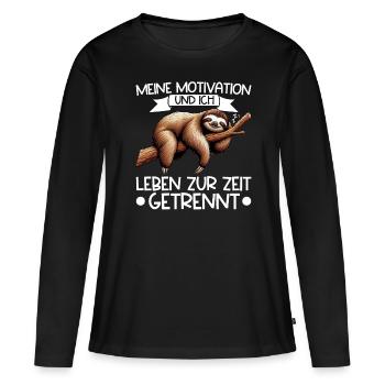 Ma motivation et moi vivons actuellement séparément - T-shirt manches longues Premium bio Femme - noir - Devant - Julia (174cm)