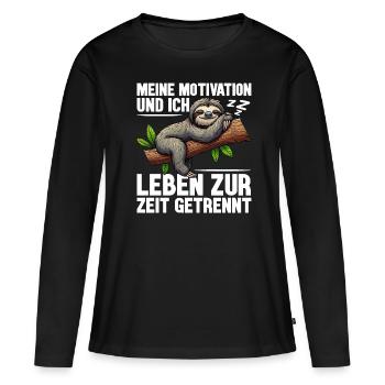 Ma motivation et moi vivons actuellement séparément - T-shirt manches longues Premium bio Femme - noir - Devant - Julia (174cm)
