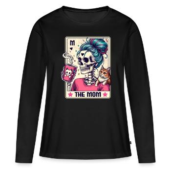 The Mom Tarot – Skelett Mama mit Kaffee & Chaos - Frauen Premium Bio Langarmshirt - Schwarz - Vorne - Julia (174cm)