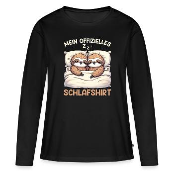 Offizielles Schlafshirt Faultier Langschläfer - Frauen Premium Bio Langarmshirt - Schwarz - Vorne - Julia (174cm)