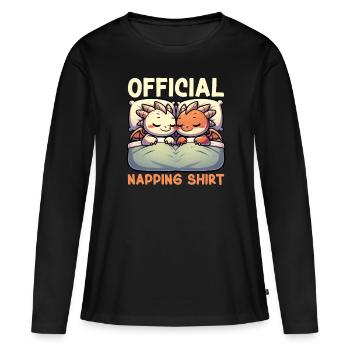 Dormeur officiel Dragon Sweet Lazy - T-shirt manches longues Premium bio Femme - noir - Devant - Julia (174cm)