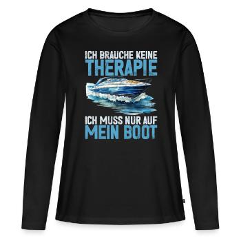 Capitaine à voile Dire bateau Voilier Capitaine - T-shirt manches longues Premium bio Femme - noir - Devant - Julia (174cm)
