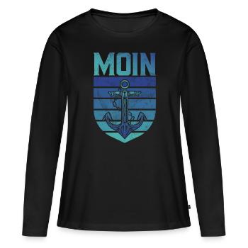 Capitaine à voile Dire bateau Voilier Capitaine - T-shirt manches longues Premium bio Femme - noir - Devant - Julia (174cm)