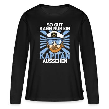 Capitaine à voile Dire bateau Voilier Capitaine - T-shirt manches longues Premium bio Femme - noir - Devant - Julia (174cm)