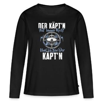 Capitaine à voile Dire bateau Voilier Capitaine - T-shirt manches longues Premium bio Femme - noir - Devant - Julia (174cm)