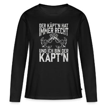 Capitaine à voile Dire bateau Voilier Capitaine - T-shirt manches longues Premium bio Femme - noir - Devant - Julia (174cm)