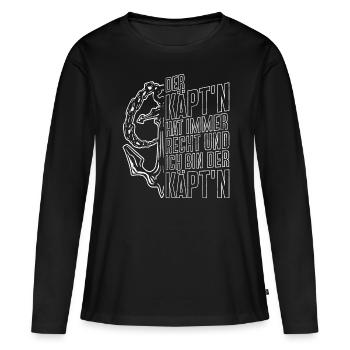 Capitaine à voile Dire bateau Voilier Capitaine - T-shirt manches longues Premium bio Femme - noir - Devant - Julia (174cm)