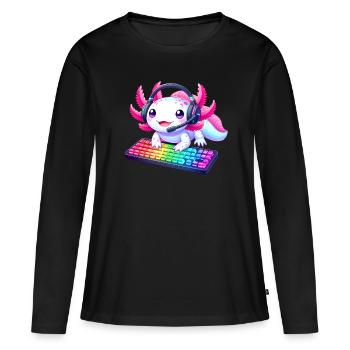 Gamesolotl Axolotl PC Gaming Gamer Video Player - Women's Premium Organic Long Sleeve Shirt - black - Front - Julia (174cm)