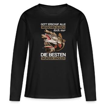 Pêche Pêche Vacances de pêche Vacances de pêche Chasseurs de pêche - T-shirt manches longues Premium bio Femme - noir - Devant - Julia (174cm)