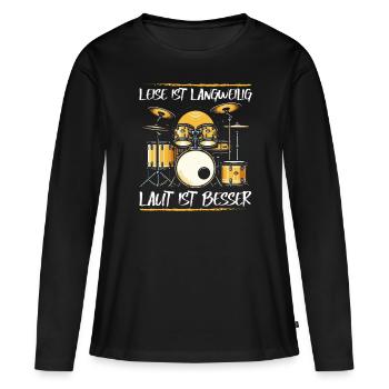 Batteur Batteur Percussion Musiciens - T-shirt manches longues Premium bio Femme - noir - Devant - Julia (174cm)