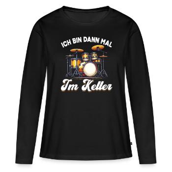 Batteur Batteur Percussion Musiciens - T-shirt manches longues Premium bio Femme - noir - Devant - Julia (174cm)