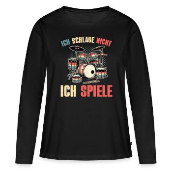 Batteur Batteur Percussion Musiciens - T-shirt manches longues Premium bio Femme - noir - Devant - Julia (174cm)