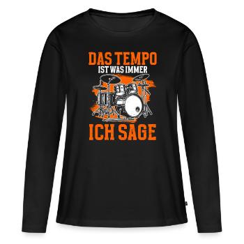 Batteur Batteur Percussion Musiciens - T-shirt manches longues Premium bio Femme - noir - Devant - Julia (174cm)