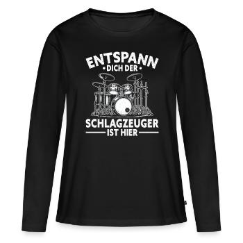 Batteur Batteur Percussion Musiciens - T-shirt manches longues Premium bio Femme - noir - Devant - Julia (174cm)