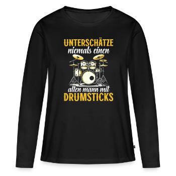 Batteur Batteur Percussion Musiciens - T-shirt manches longues Premium bio Femme - noir - Devant - Julia (174cm)