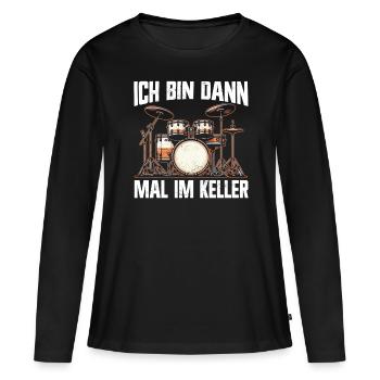 Batteur Batteur Percussion Musiciens - T-shirt manches longues Premium bio Femme - noir - Devant - Julia (174cm)