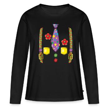 Bunter Clown Karneval Punkte Krawatte Blumen - Frauen Premium Bio Langarmshirt - Schwarz - Vorne - Julia (174cm)