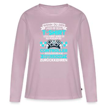 Jeux Gamer Gamer Lecteur vidéo Console PC Jeux - T-shirt manches longues Premium bio Femme - rose poudré - Devant - Julia (174cm)