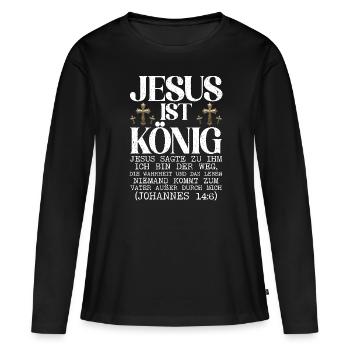 Service d’adoration des croyants catholiques chrétiens de Jésus - T-shirt manches longues Premium bio Femme - noir - Devant - Julia (174cm)