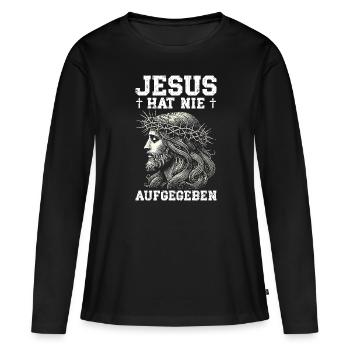 Service d’adoration des croyants catholiques chrétiens de Jésus - T-shirt manches longues Premium bio Femme - noir - Devant - Julia (174cm)