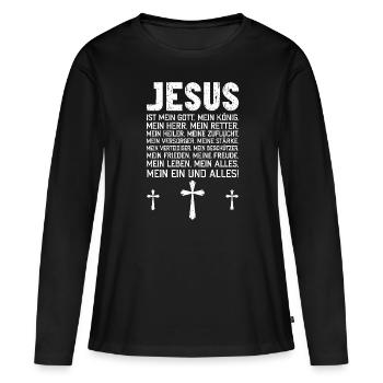 Service d’adoration des croyants catholiques chrétiens de Jésus - T-shirt manches longues Premium bio Femme - noir - Devant - Julia (174cm)