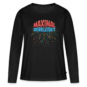 Karneval Maximal Verkleidet Bunt Konfetti Party - Frauen Premium Bio Langarmshirt - Schwarz - Vorne - Julia (174cm)